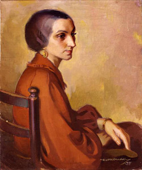 Martta Wendelinin maalaus Punapukuinen nainen