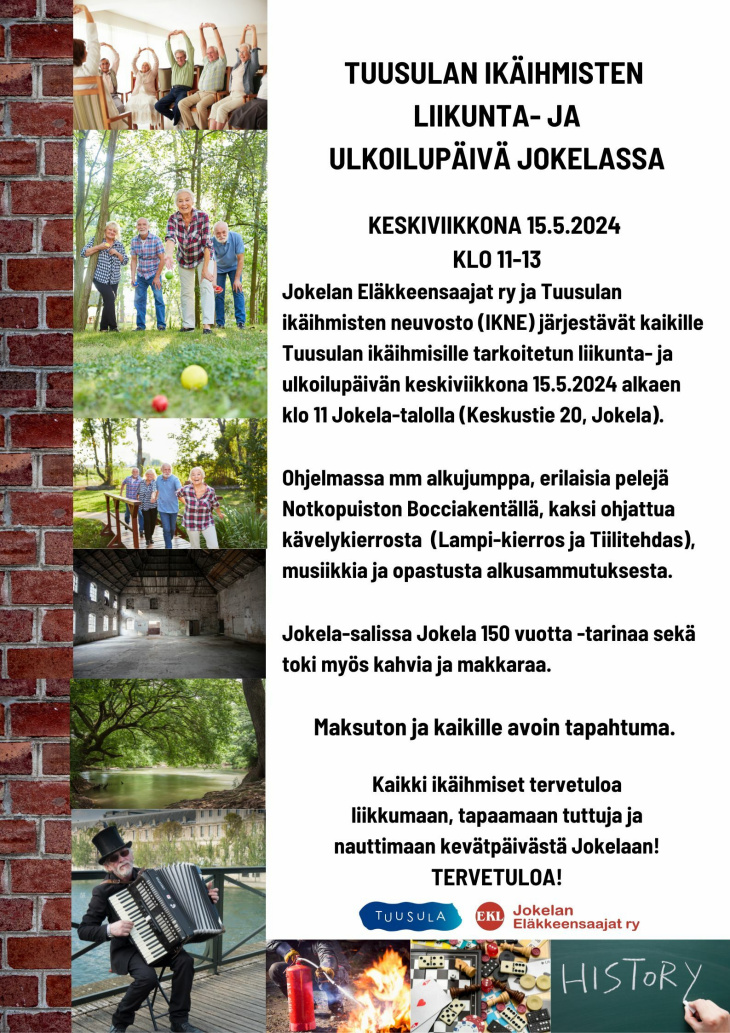 Tuusulan ikäihmisten liikunta- ja ulkoilupäivä Jokelassa 15.5.2024